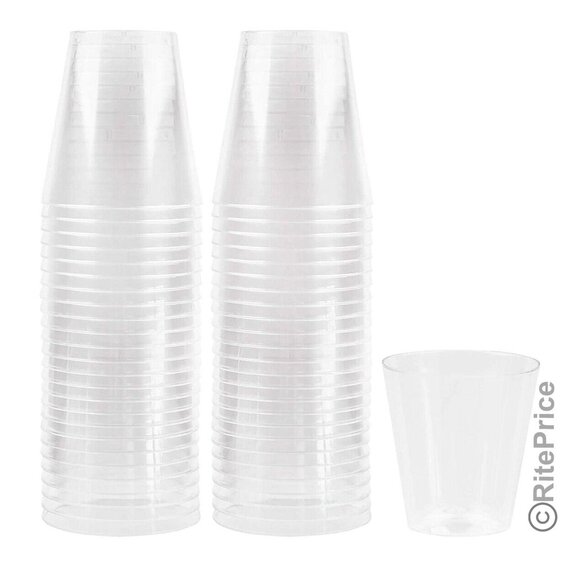 72 PCS Clear Shot Glasses Plastic Disposable Cups Wine Party Catering Bar 2oz - Picture 2 of 8